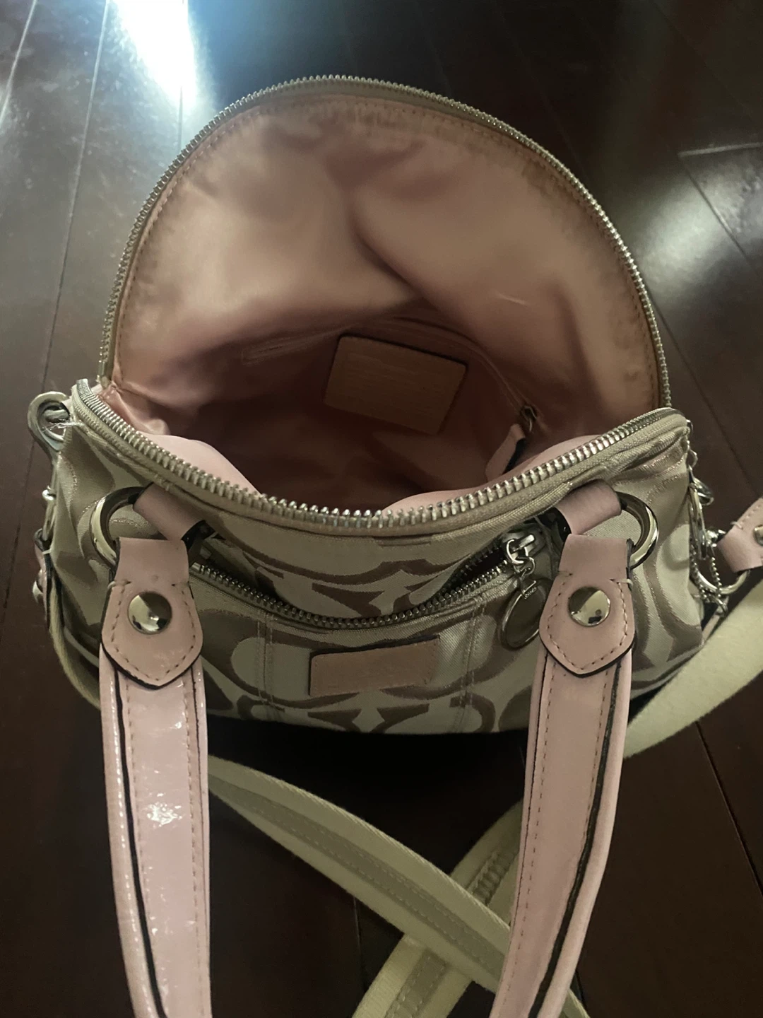 Coach Signature Canvas Shoulder Bag with Pink Trim - photo 3