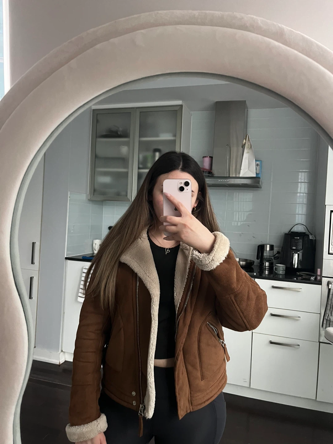 Bershka Faux Suede Shearling Jacket - photo 3