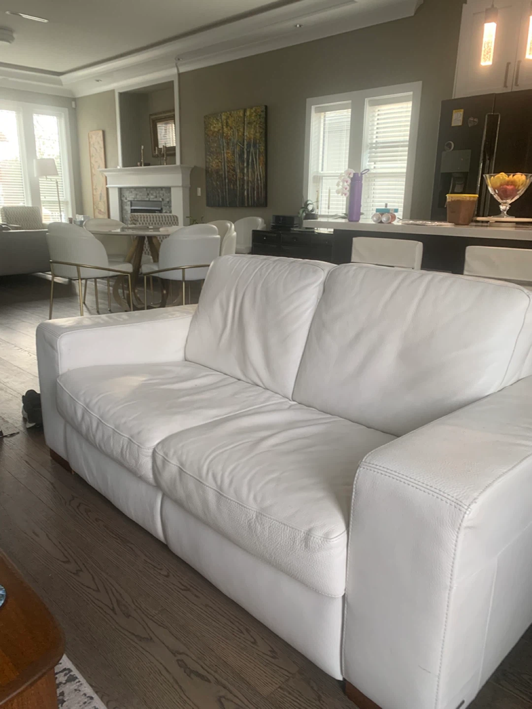 Natuzzi White Leather Sofa - photo 2
