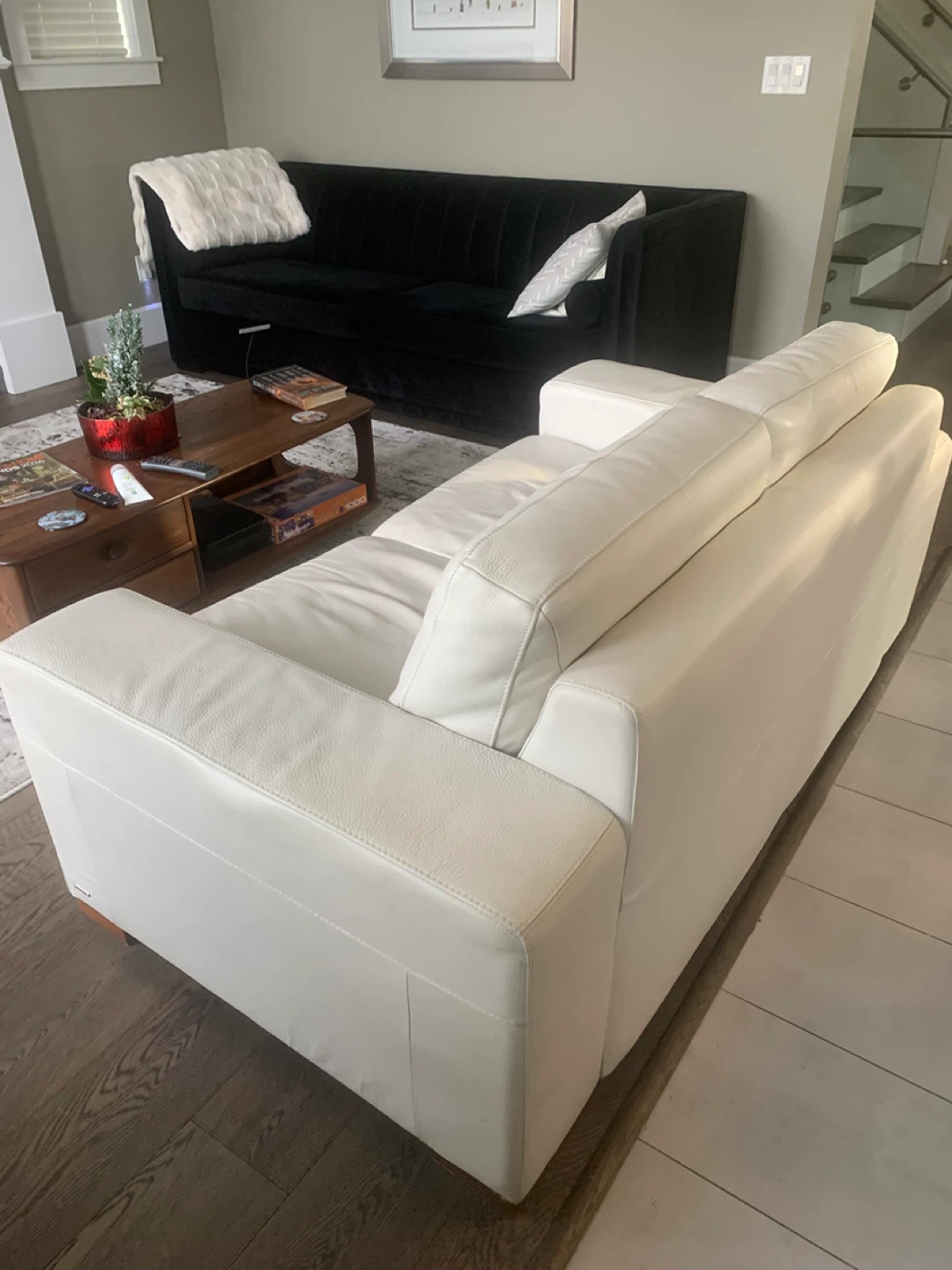 Natuzzi White Leather Sofa