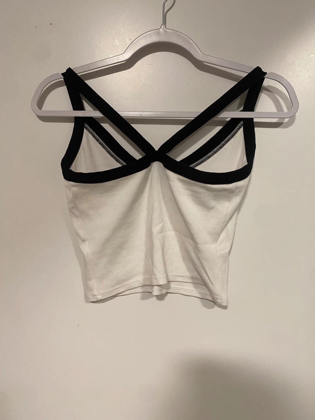 Garage White Cropped Tank Top with Black Strappy Trim - L - photo 2