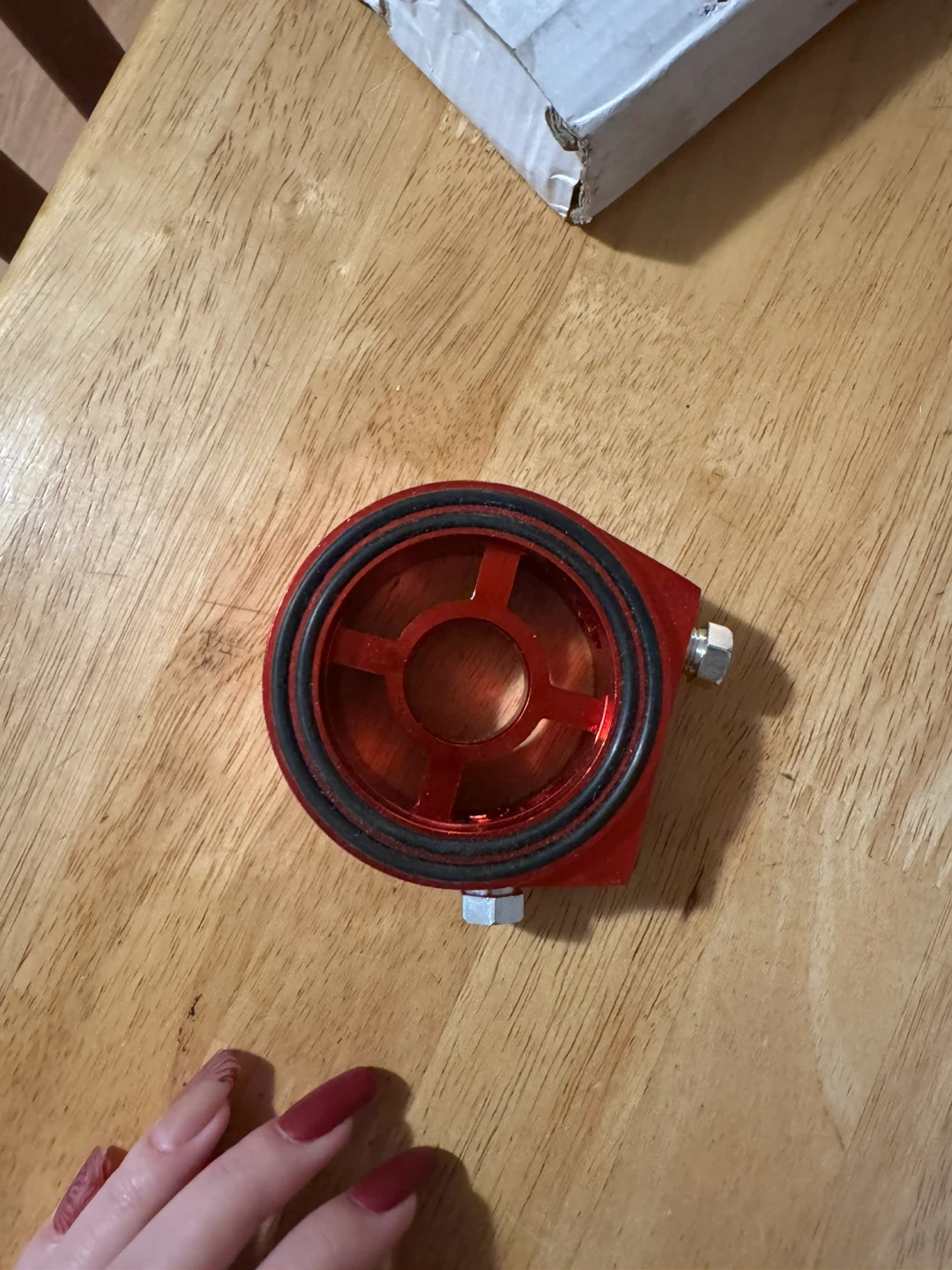 Red Aluminum Oil Filter Sandwich Adapter