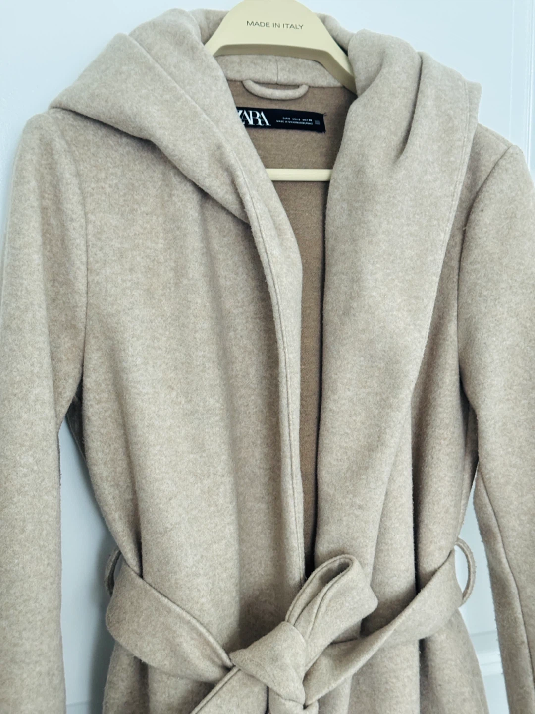 Zara Hooded Belted Coat  Size S - photo 3