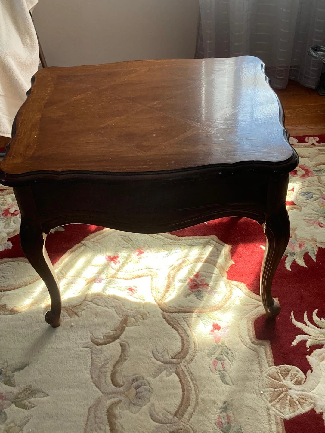 Vintage Wooden End Table with Drawer