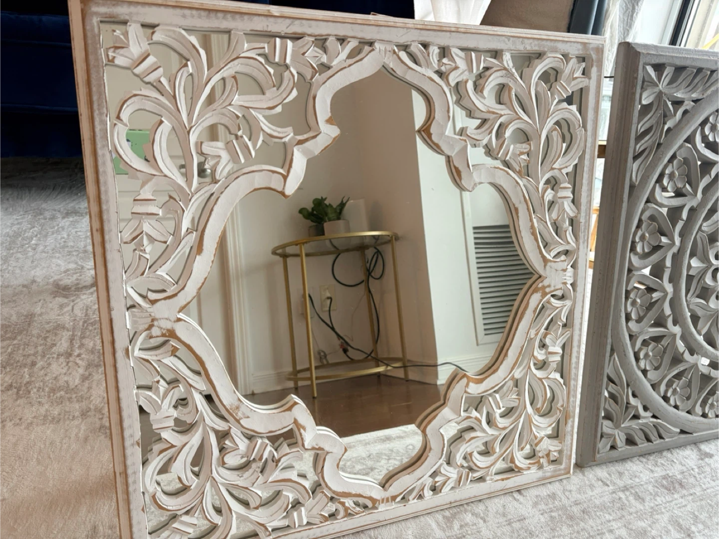 Carved Wood Wall Mirror with Ornate Frame - photo 4
