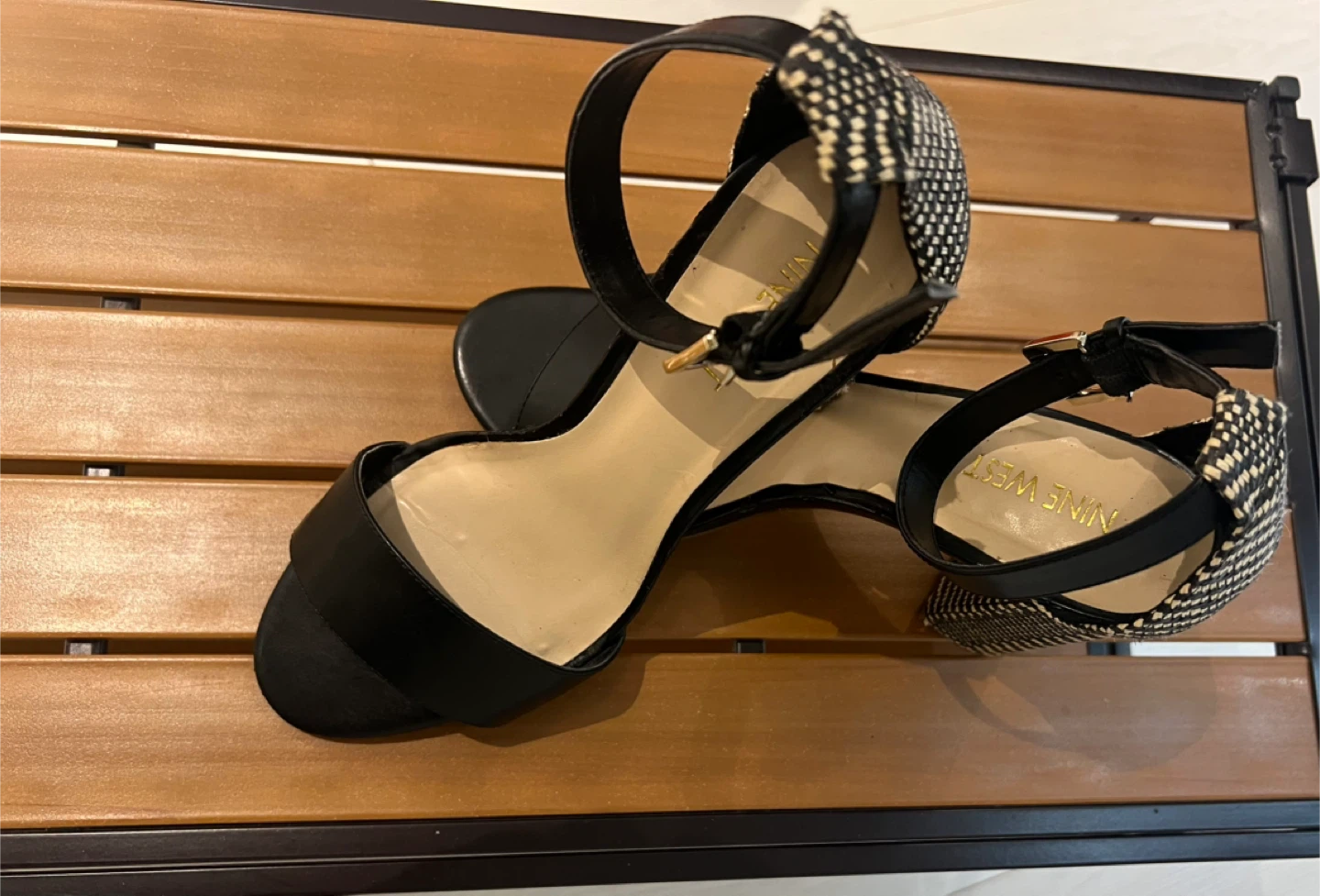 Nine West Black and White Block Heel Sandals - photo 5