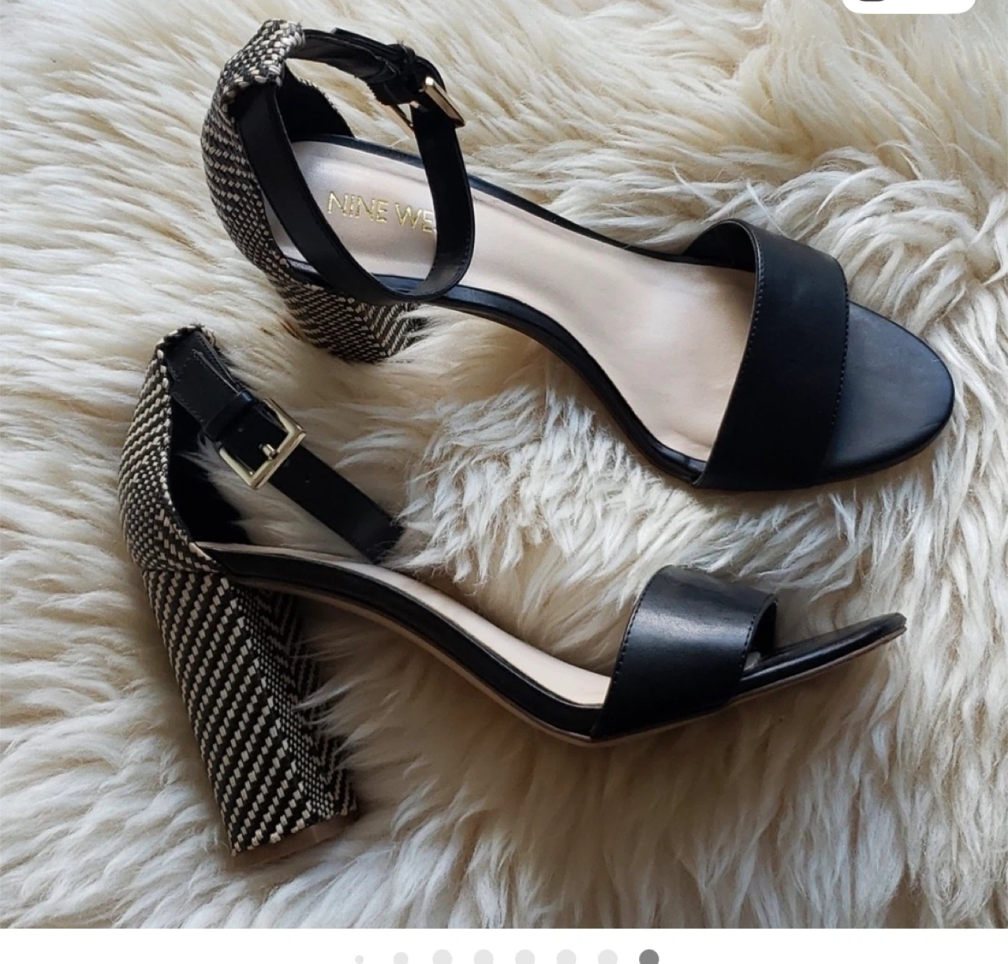 Nine West Black and White Block Heel Sandals - photo 2