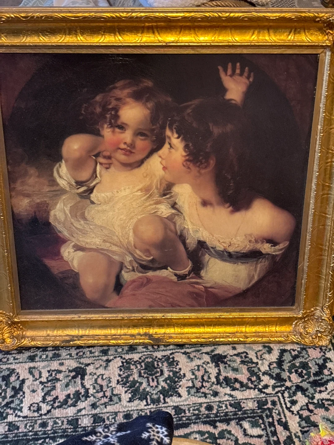 Framed Painting of Two Children
