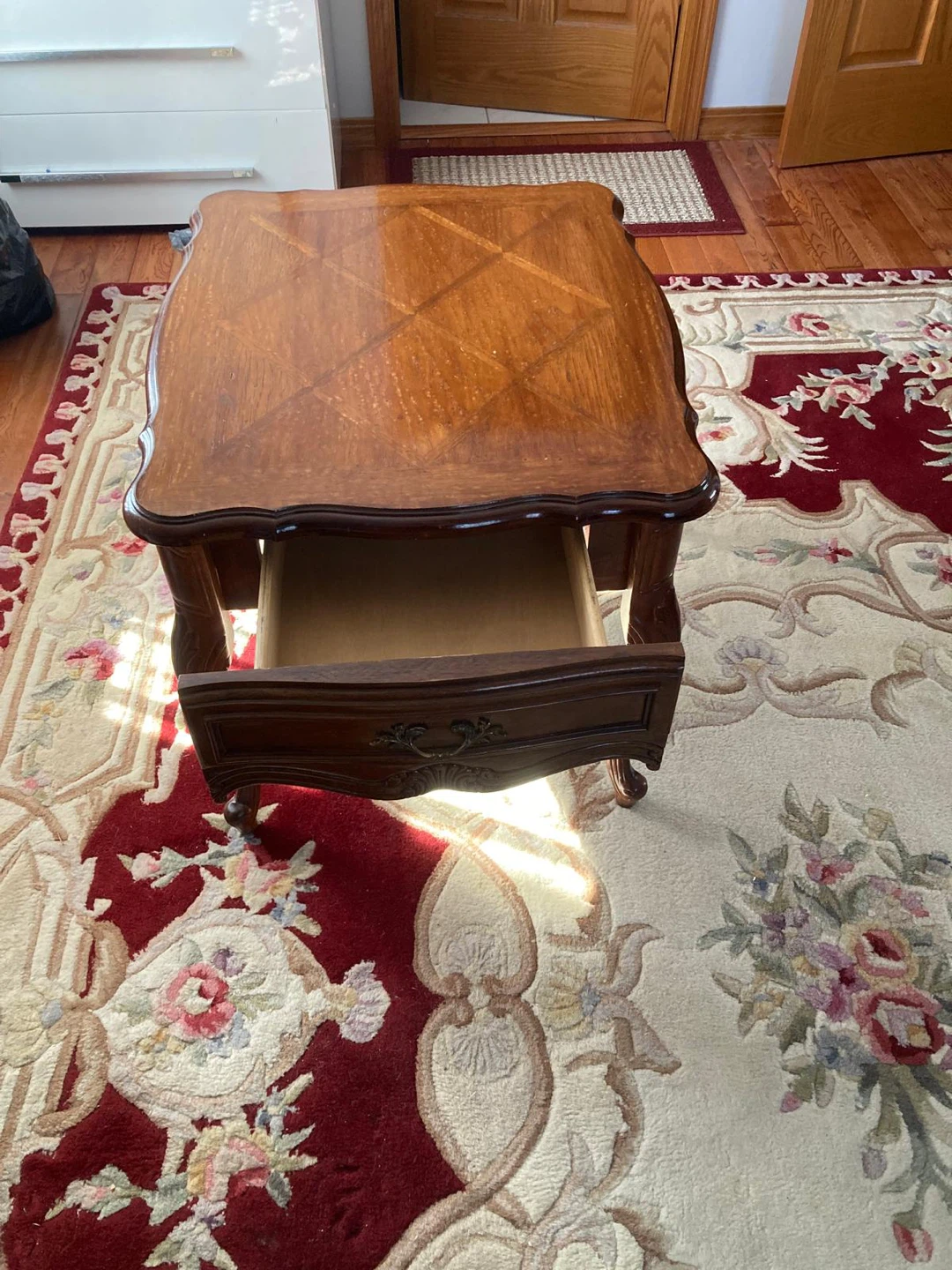 Vintage Wooden End Table with Drawer - photo 2