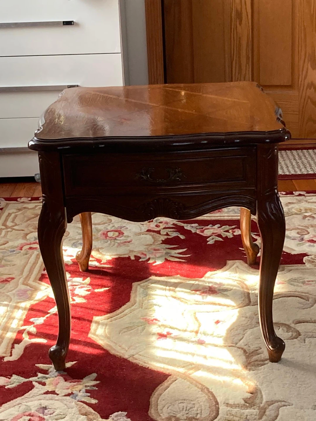 Vintage Wooden End Table with Drawer - photo 4