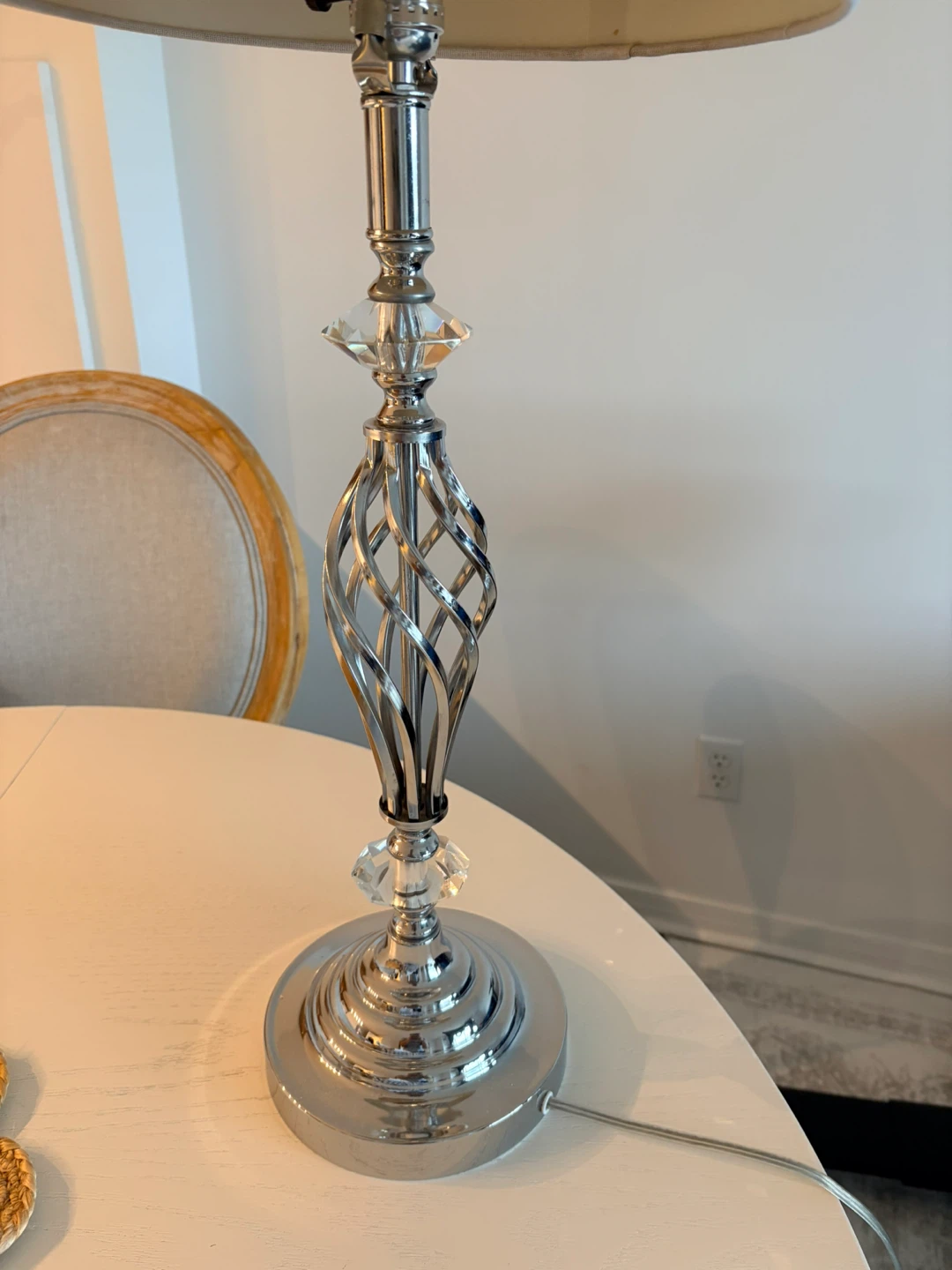 Silver Metal and Crystal Table Lamp