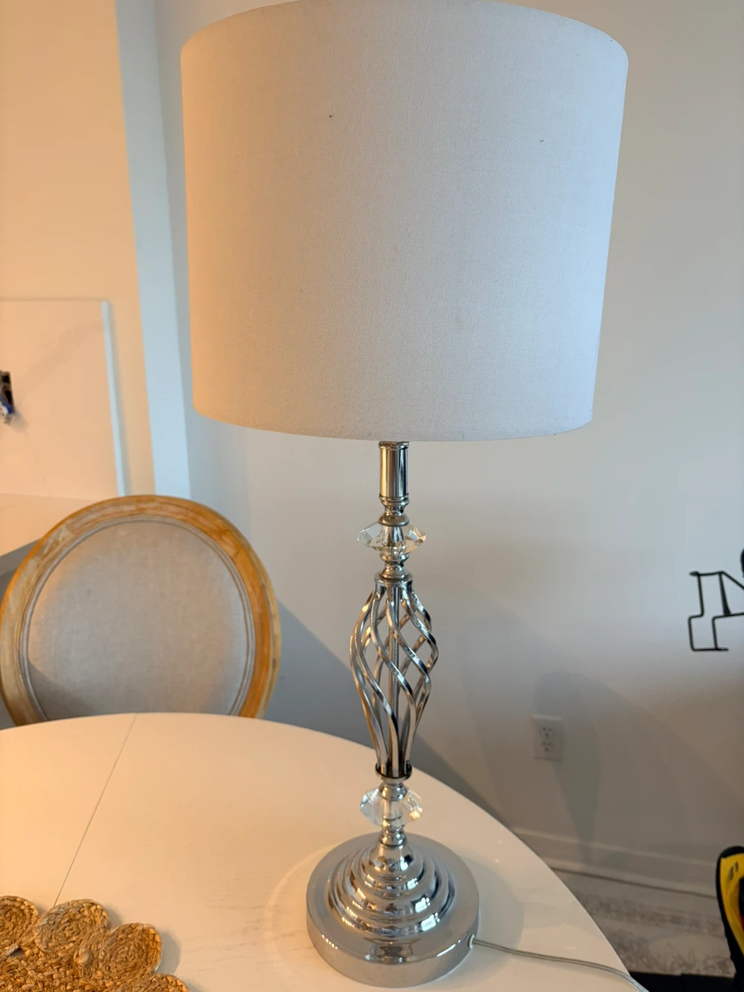 Silver Metal and Crystal Table Lamp - photo 2