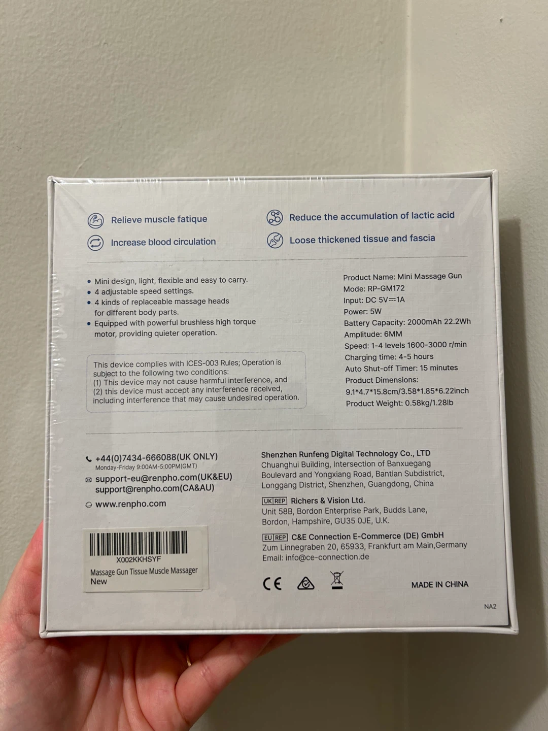 RENPHO Mini Massage Gun (Model: RP-GM172) - Sealed in Box - photo 2