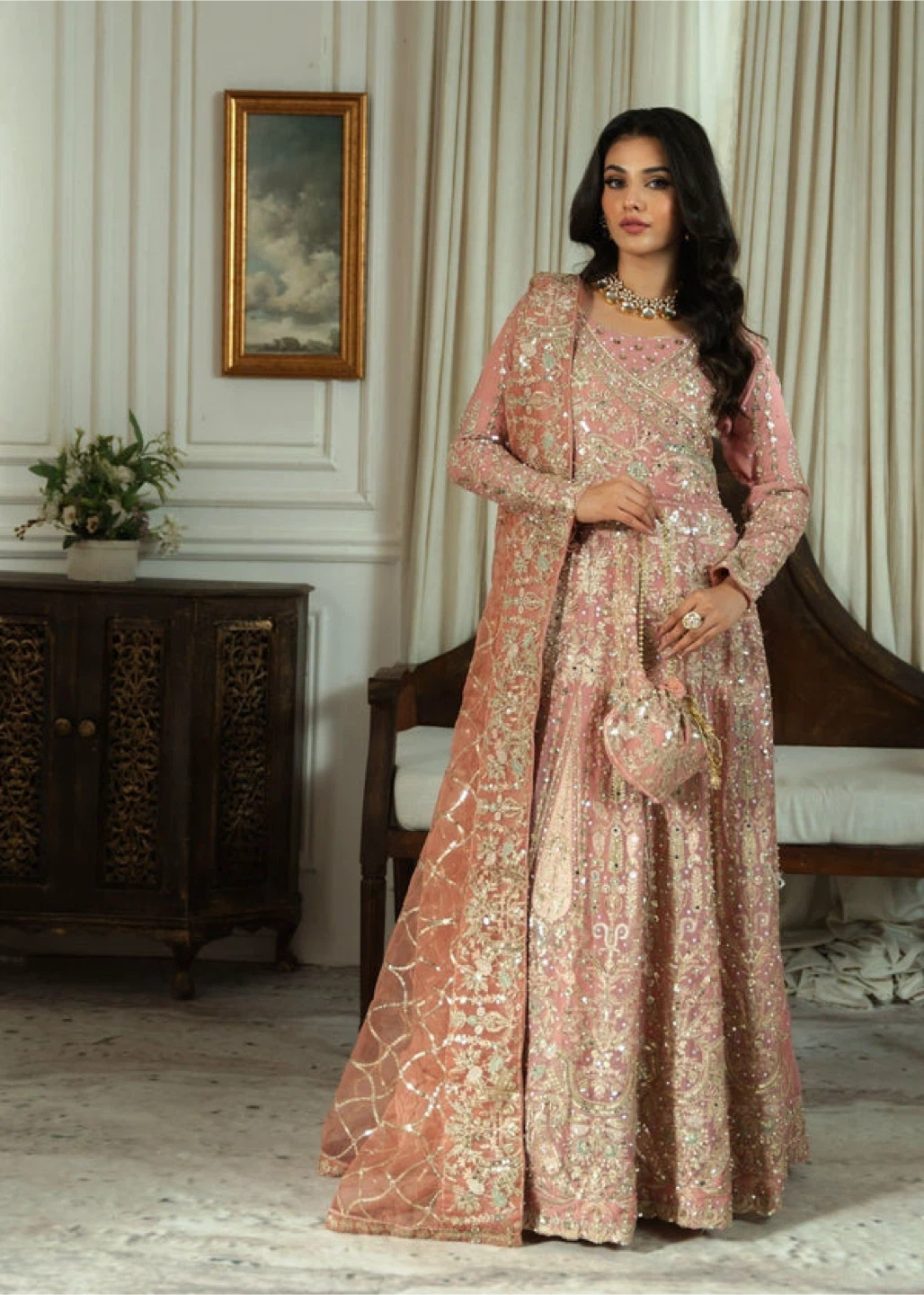 XL Pakistani gown with potli