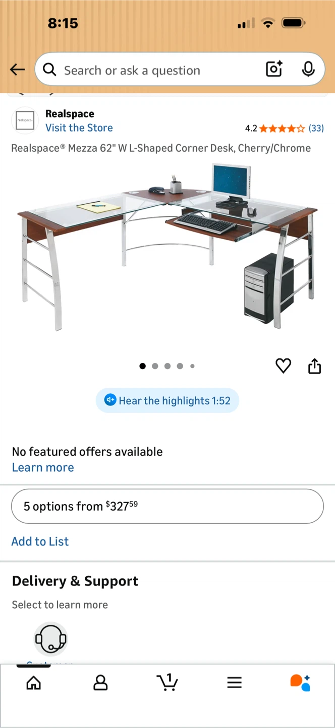 Realspace Mezza 62" L-Shaped Corner Desk
