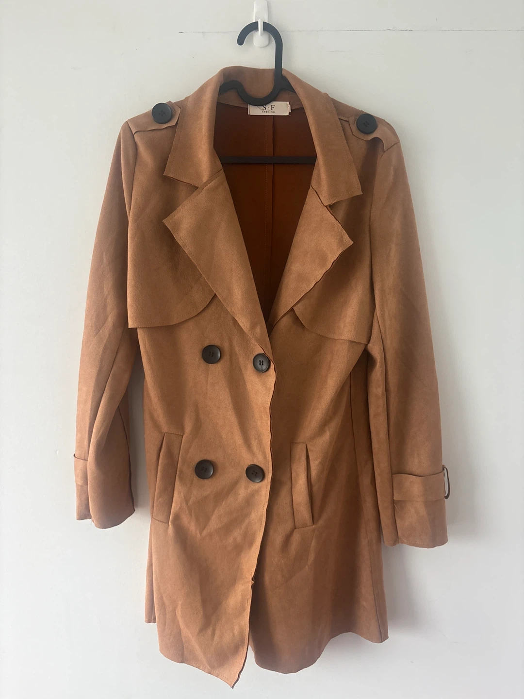 SF Fashion Suede Trench Coat - Tan