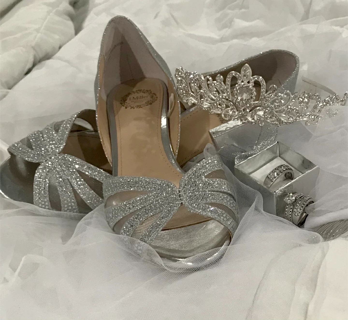 Silver Glitter Heels and Tiara Set - photo 2