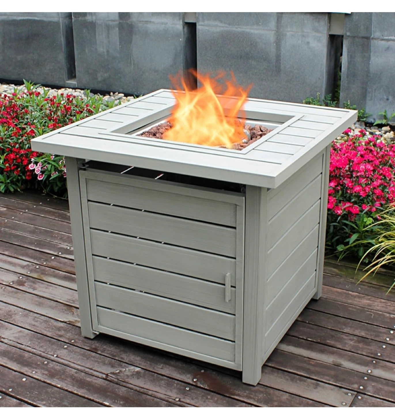 Propane Fire Pit Table, Gas Fire Pits with Lid & Lava Rock