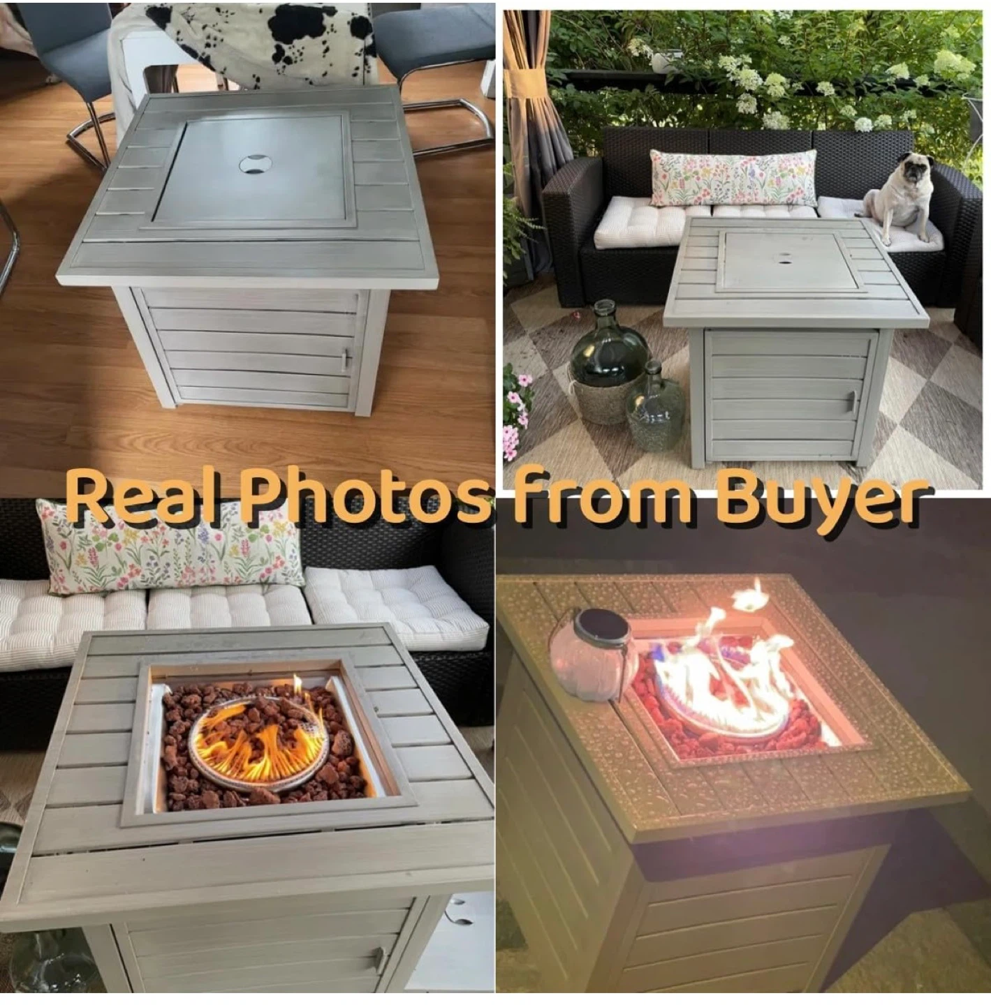 Propane Fire Pit Table, Gas Fire Pits with Lid & Lava Rock - photo 2