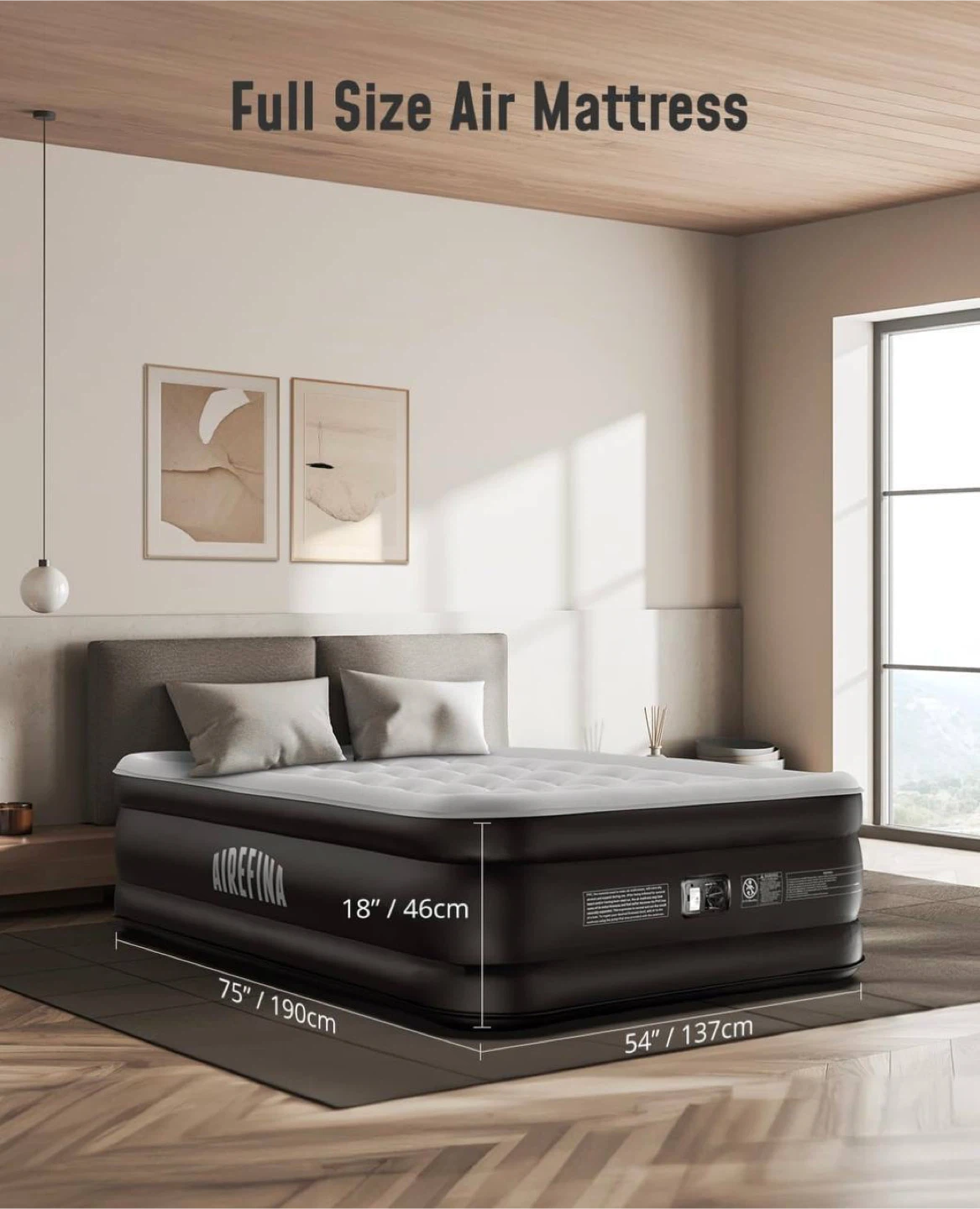 AIREFINA Full Size Air Mattress with Built-in Pump