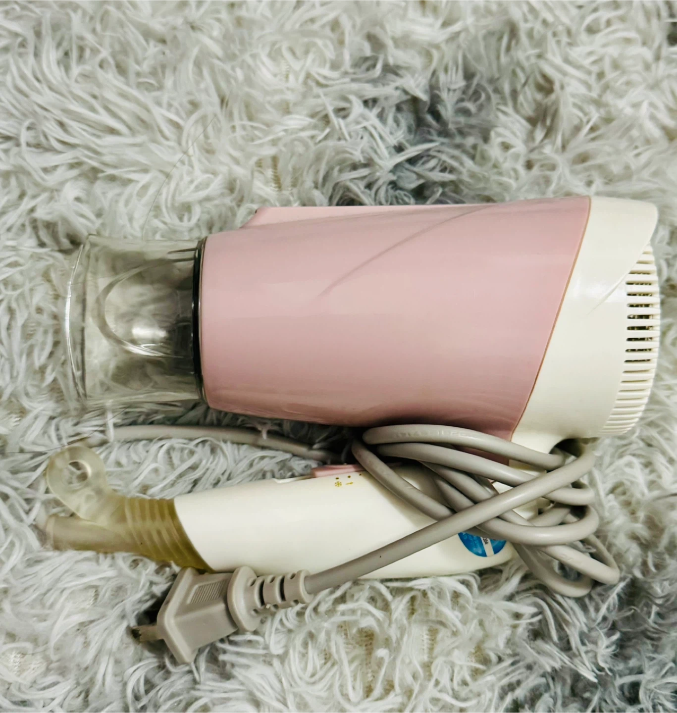 Pink and White Compact Travel Hair Dryer