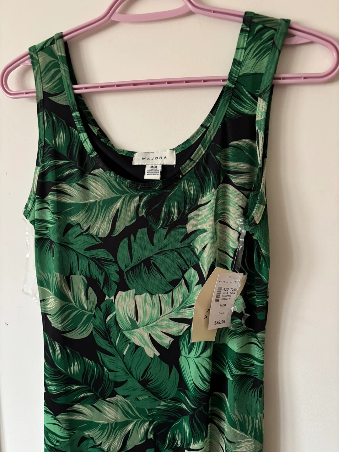 MAJORA Green Leaf Print Sleeveless Midi Dress Size M - photo 2