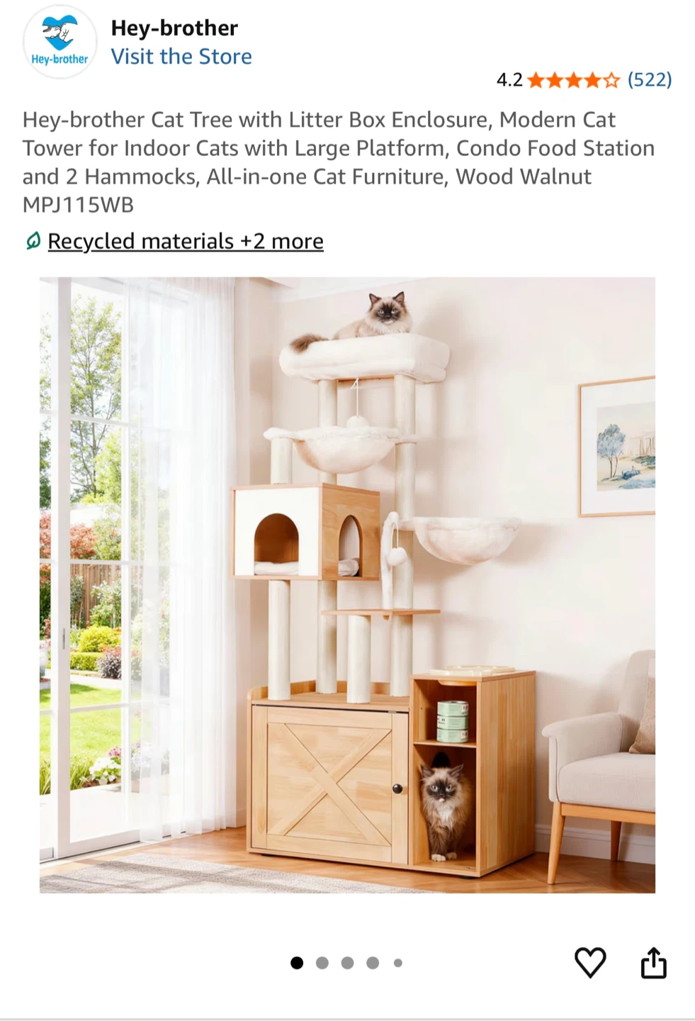 XL Like NEW STURDY cat tree & litter box cabinet - photo 2