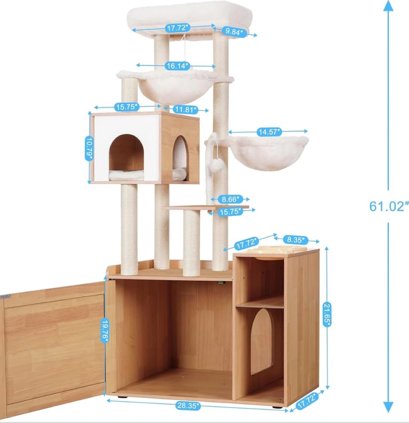 XL Like NEW STURDY cat tree & litter box cabinet - photo 5