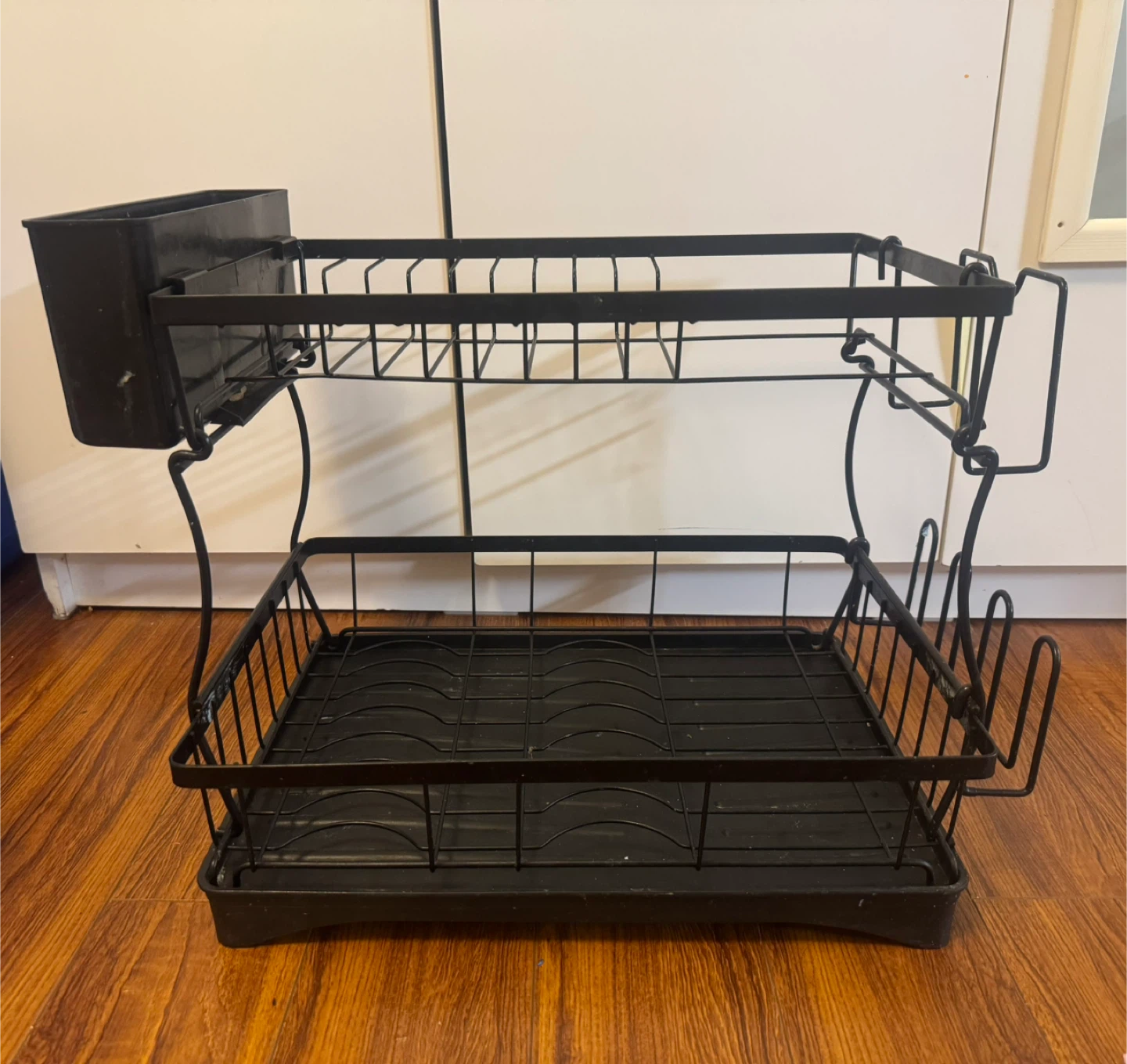 Two-Tier Black Metal Dish Rack with Utensil Holder - photo 2