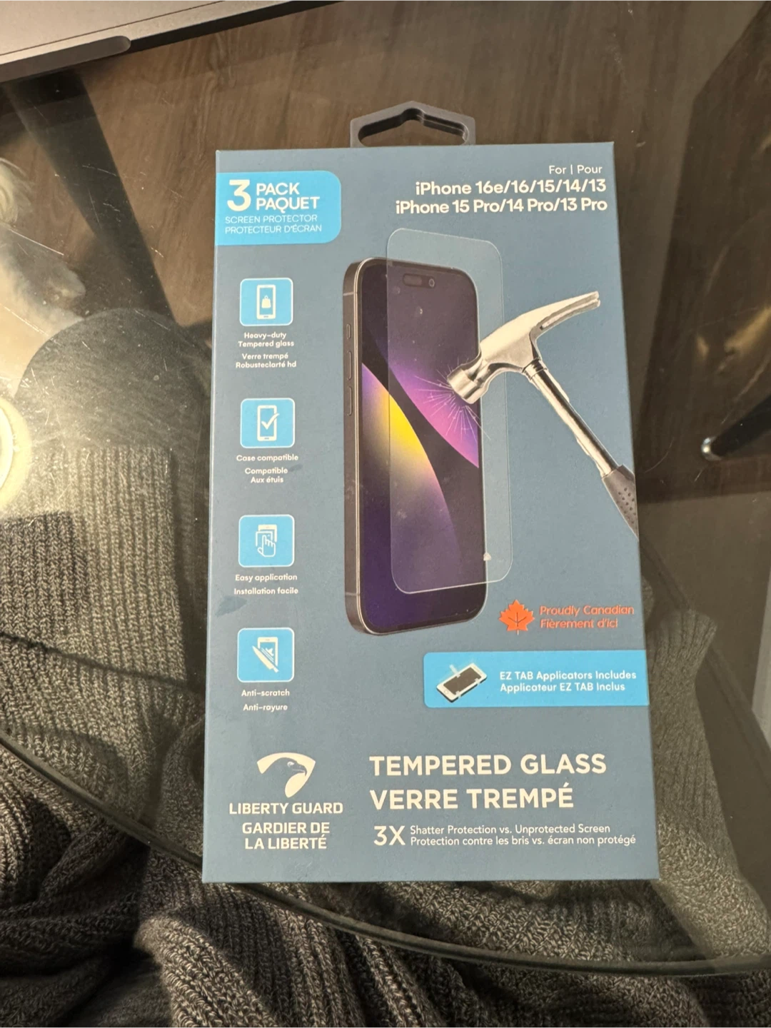 BRAND NEW 3 Pack Glass iPhone Screen Protector