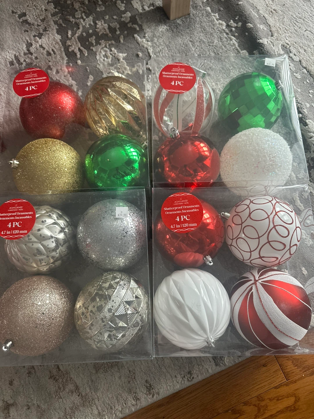 New Ashland Shatterproof Christmas Ornaments (4PC, 4.7 in)