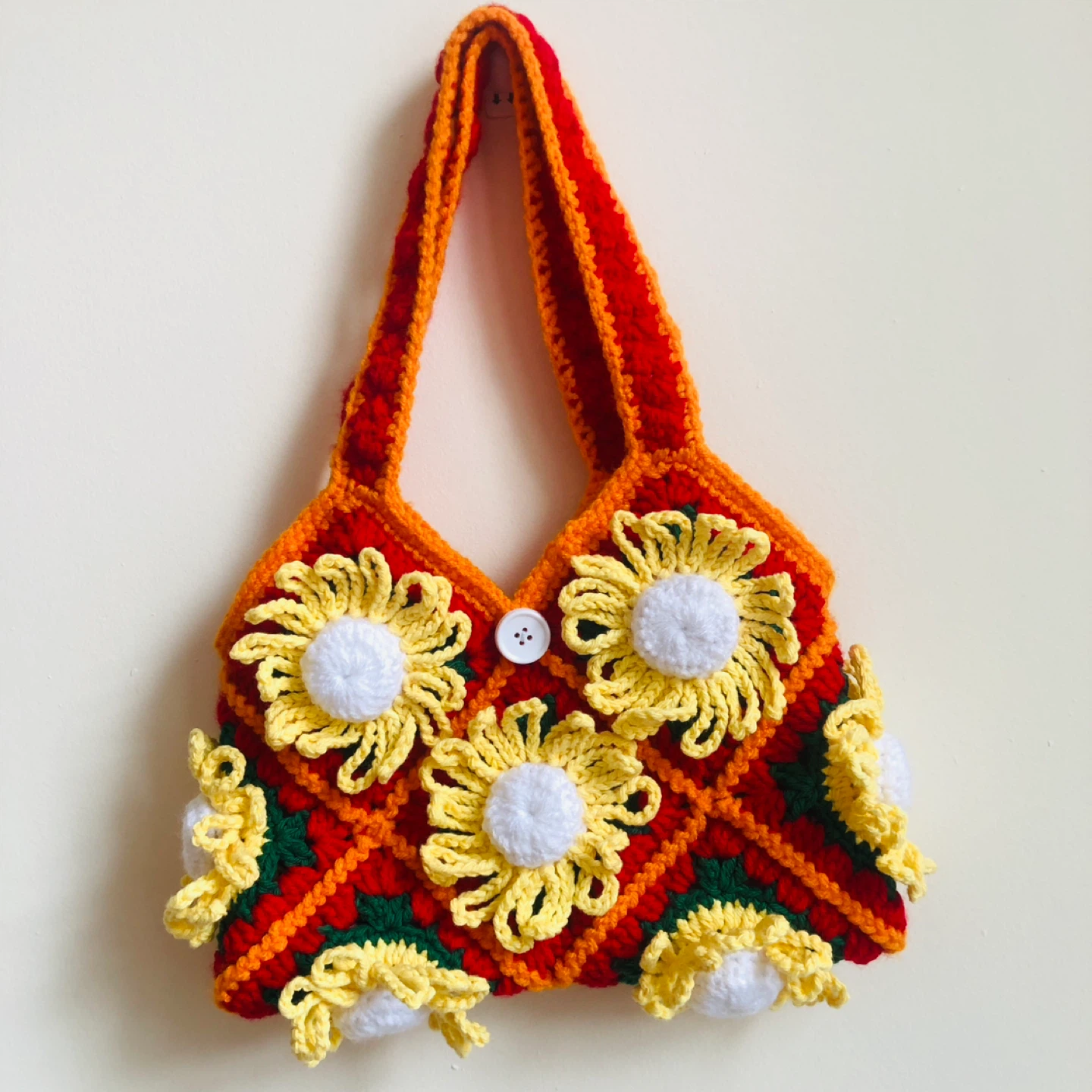 Crocheted Daisy Flower Bag