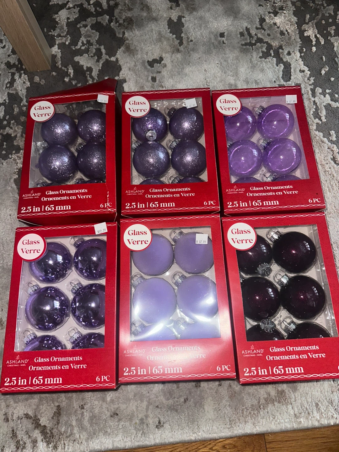 New Ashland purple Glass Ornaments (6 Pack)