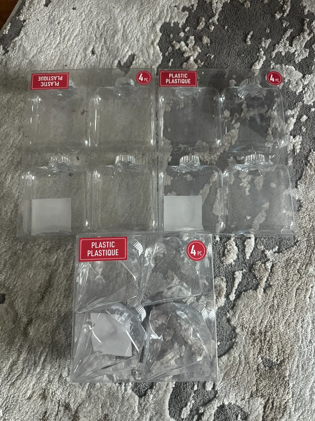 New DIY Plastic Clear Ornaments - 4 PC