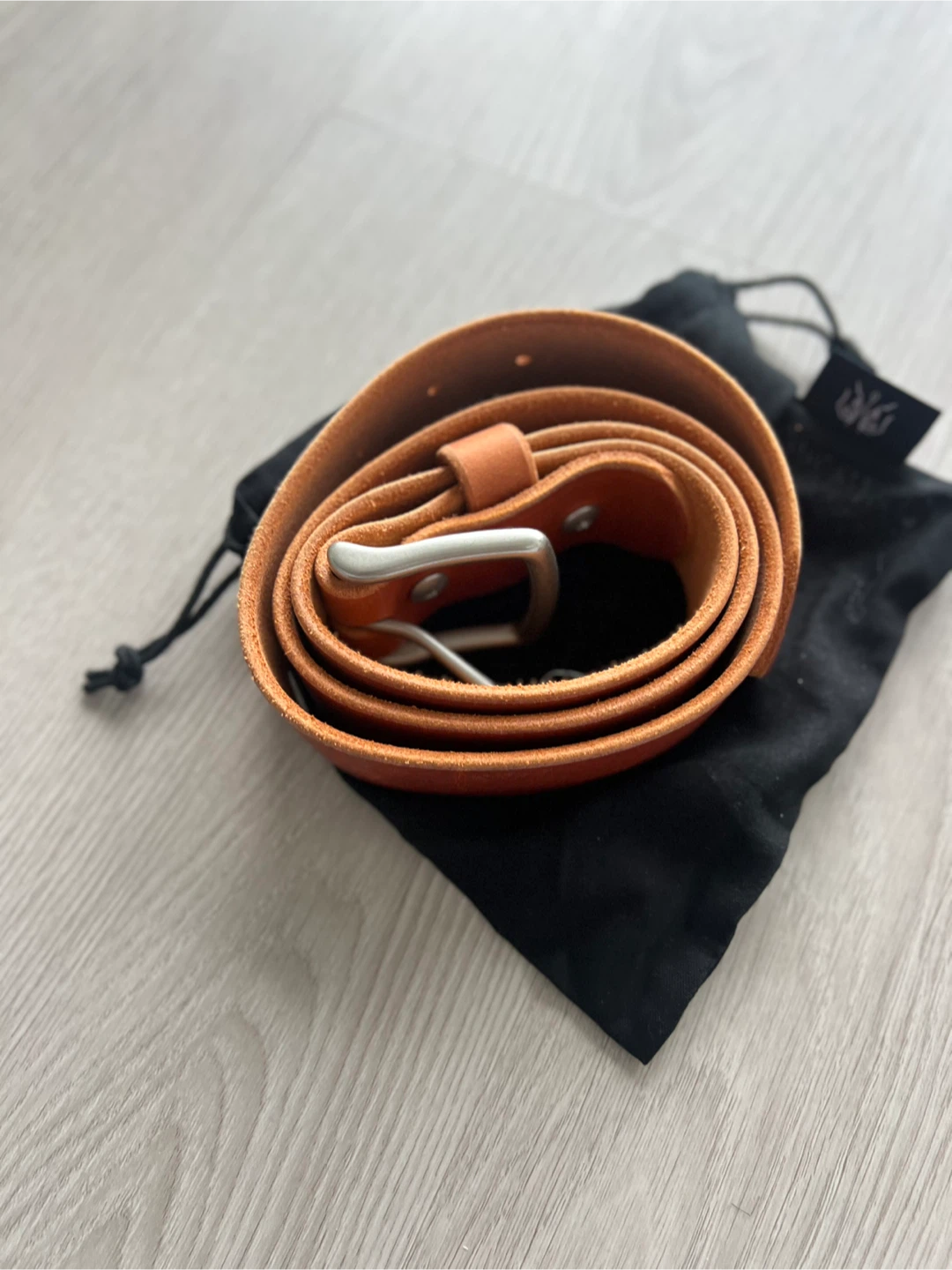 Leather Belt with Solid Brass Buckle - photo 4