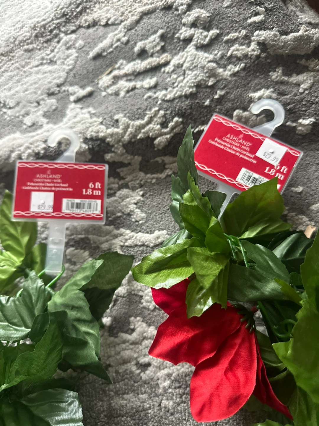 New Ashland Christmas Garland with Poinsettias - 6 ft