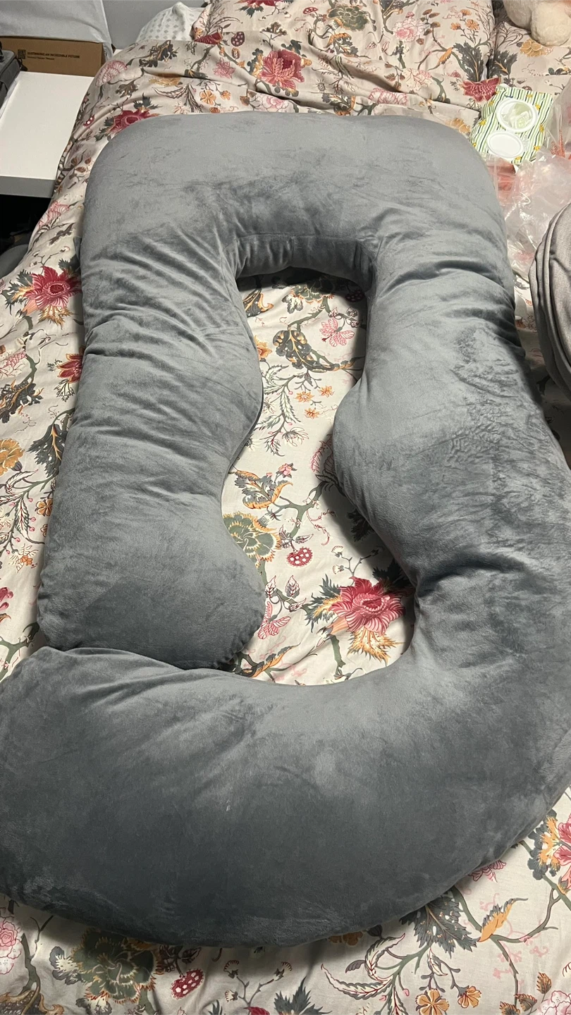 Grey U-Shaped Maternity Pillow