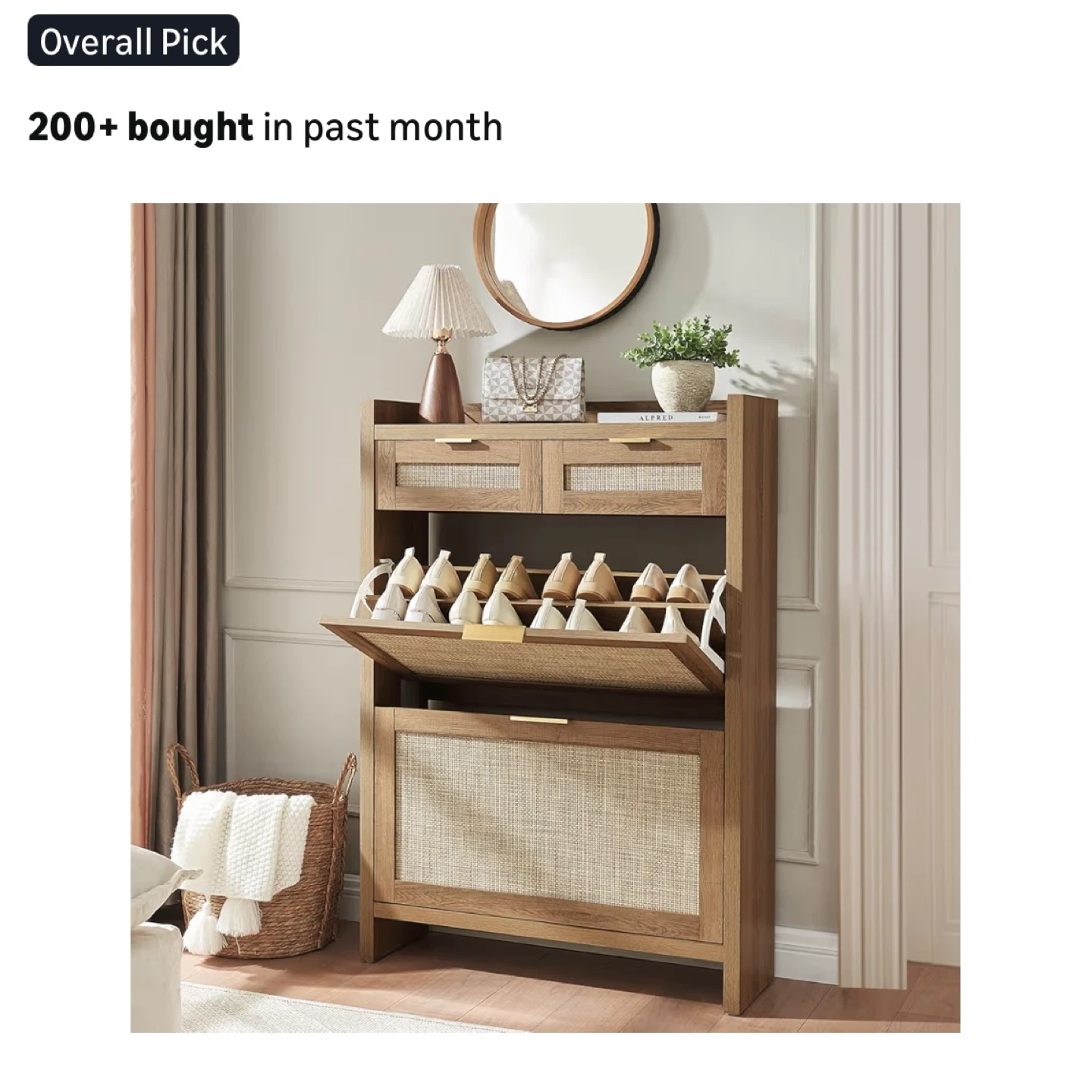 Shoe Storage Cabinet with 2 Drawers & 2 Flip Drawers - photo 3
