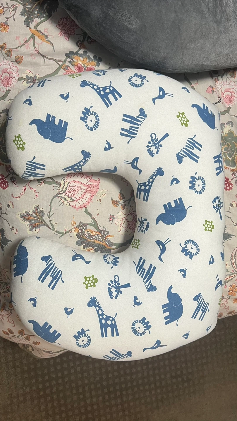 C-Shaped Nursing Pillow with Animal Print