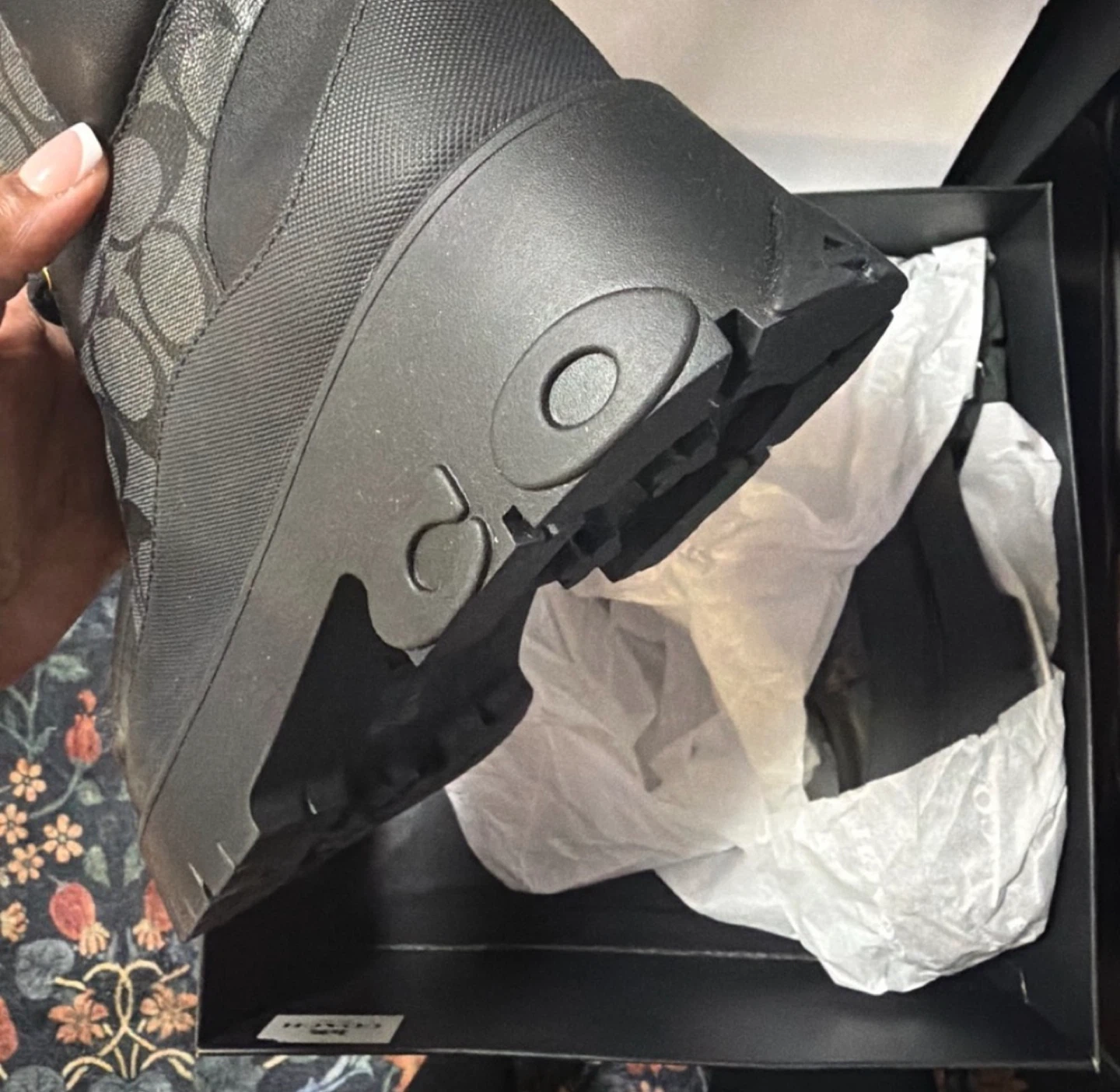 Coach Black Monogram Lace-Up Boots