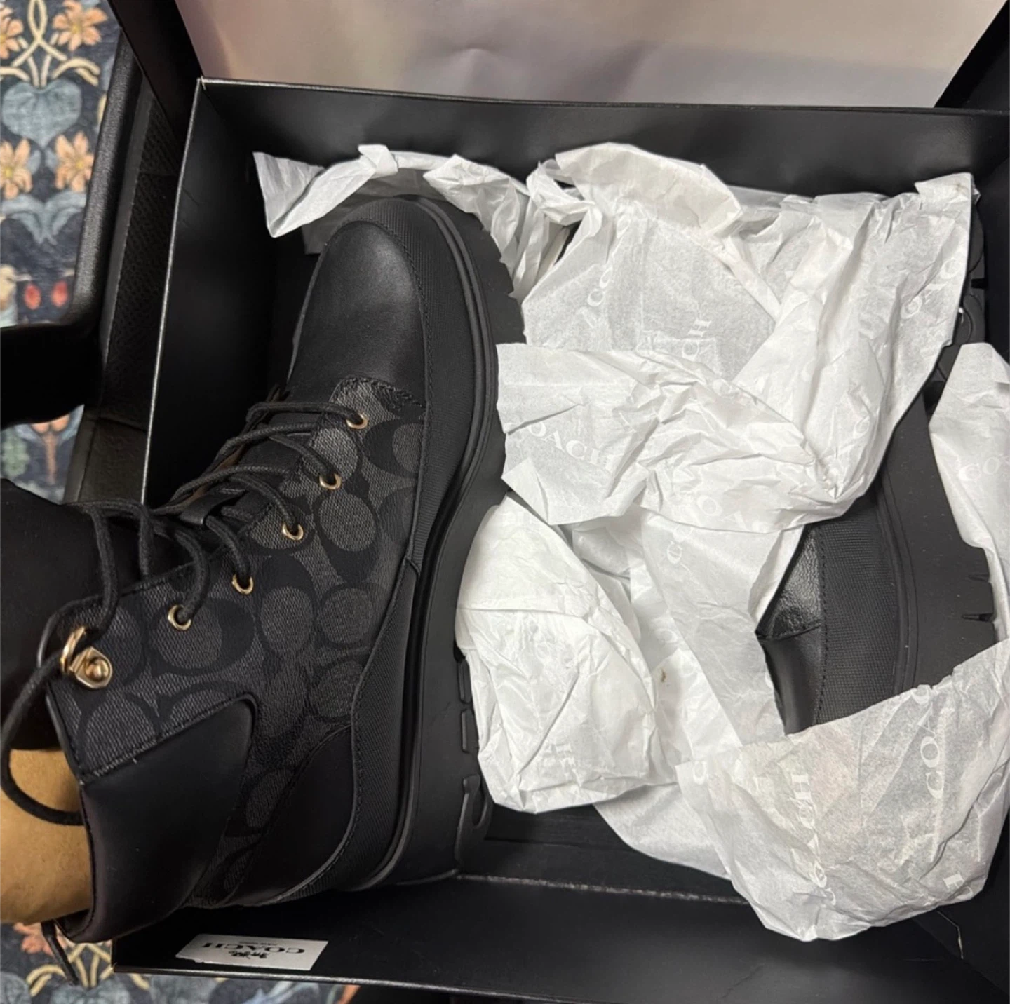 Coach Black Monogram Lace-Up Boots - photo 2