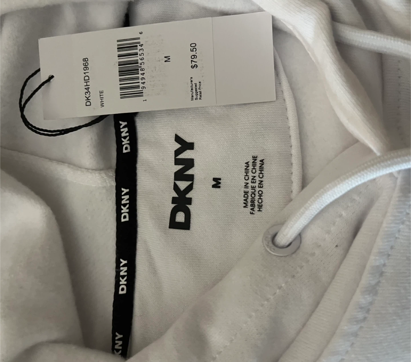DKNY White Hoodie - Size Medium-Brand New - photo 3
