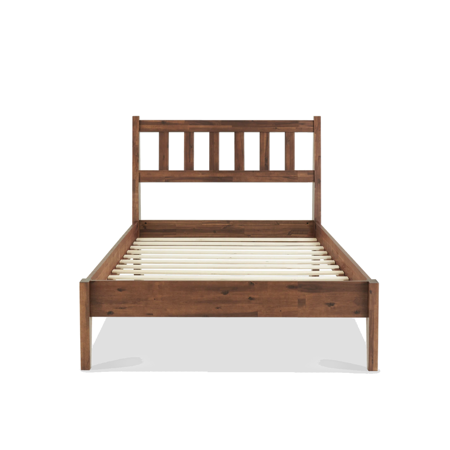 Ted Bed (Twin), Solid Acacia Wood Platform Bed with Headboard