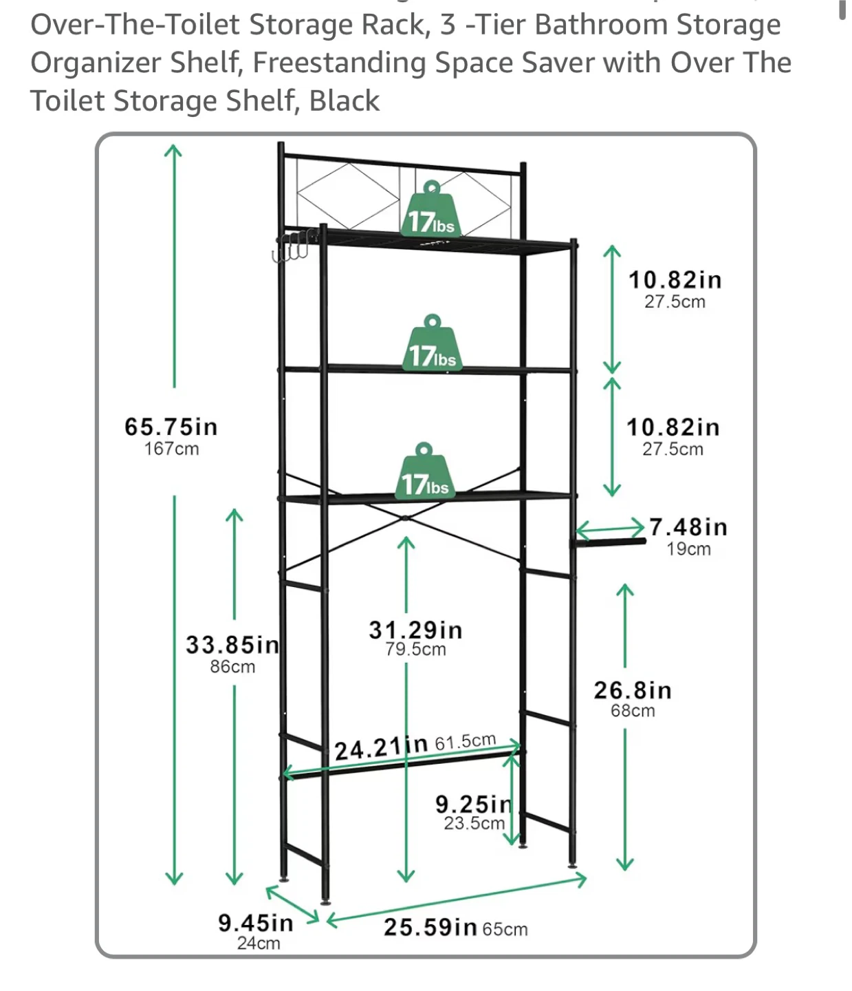 Over-The-Toilet Storage Rack, 3-Tier - photo 2