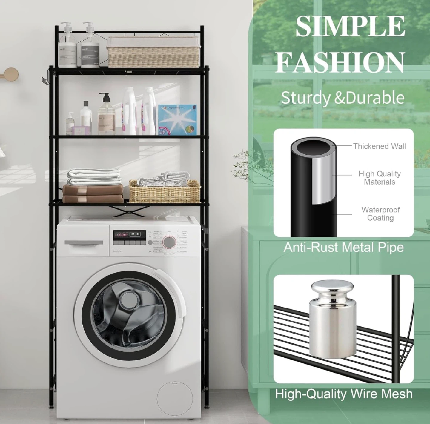 Over-The-Toilet Storage Rack, 3-Tier - photo 3