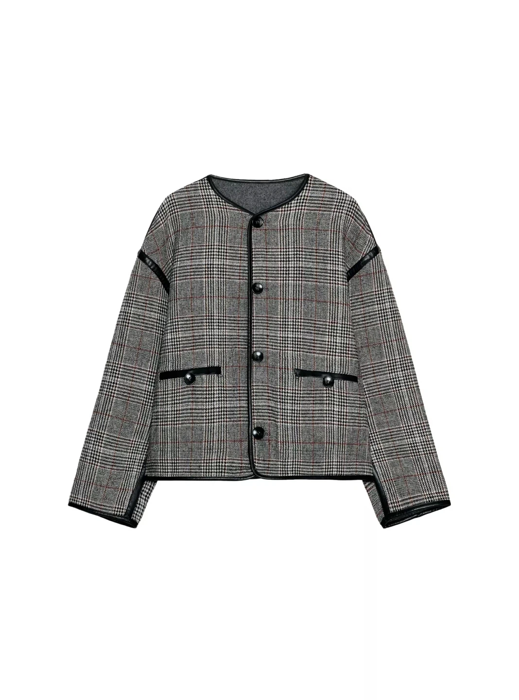 Reversible Faux Leather Piping Jacket~ Size M