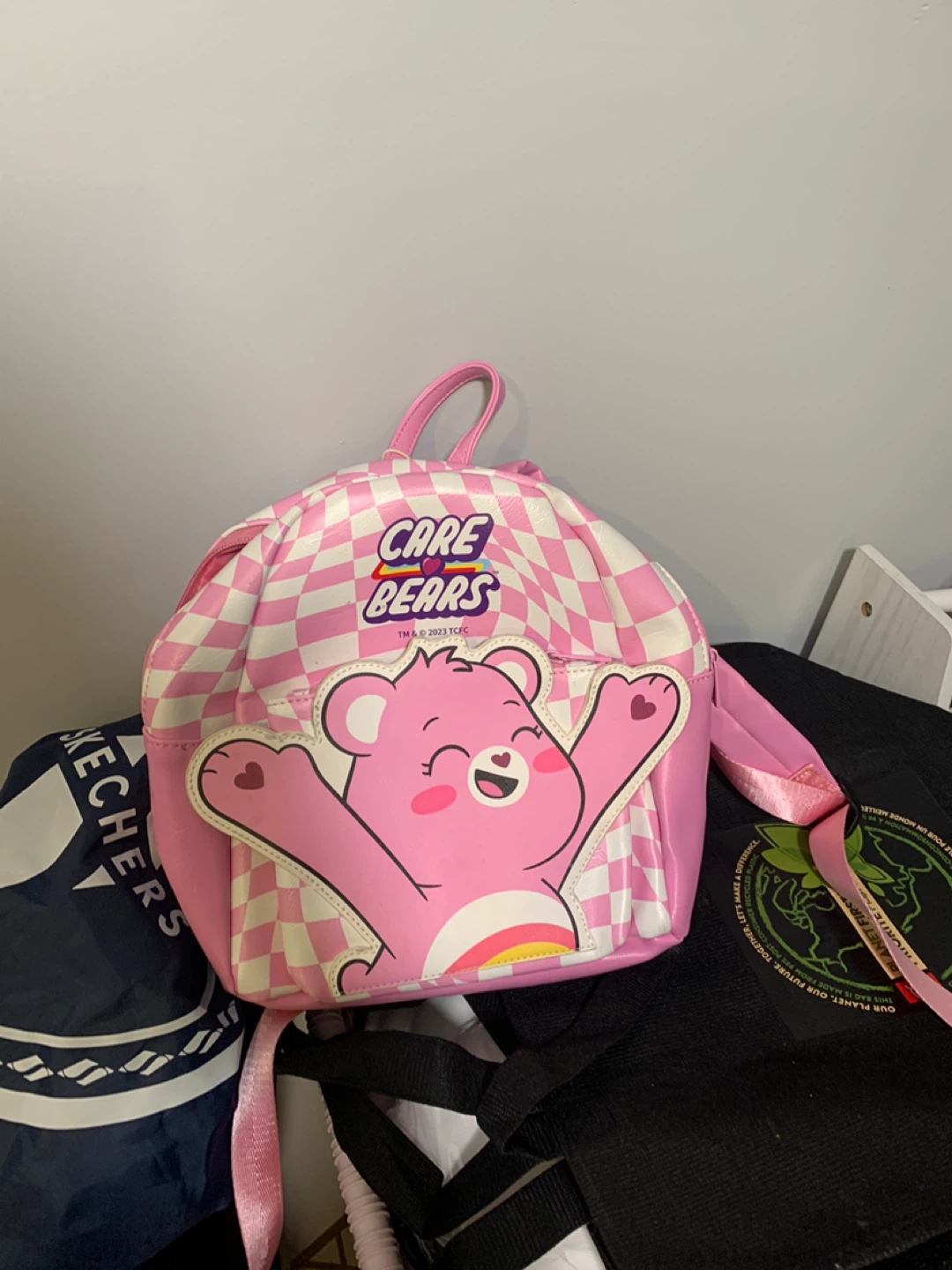 Care Bears Pink Checkered Mini Backpack
