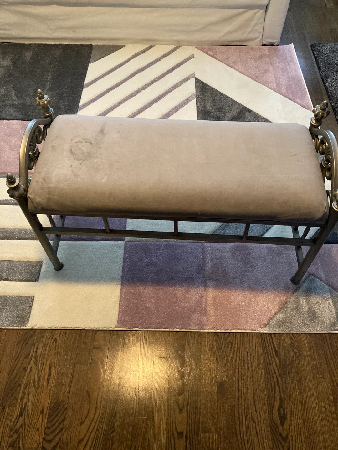 Ornate Metal & Upholstered Bench - photo 2