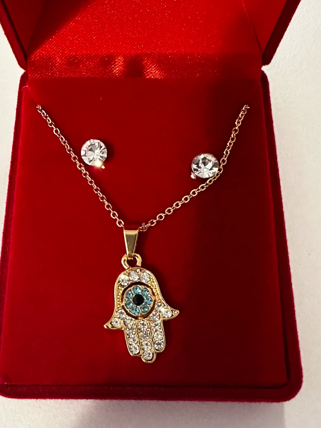 Hamsa Hand Necklace and Earring Set