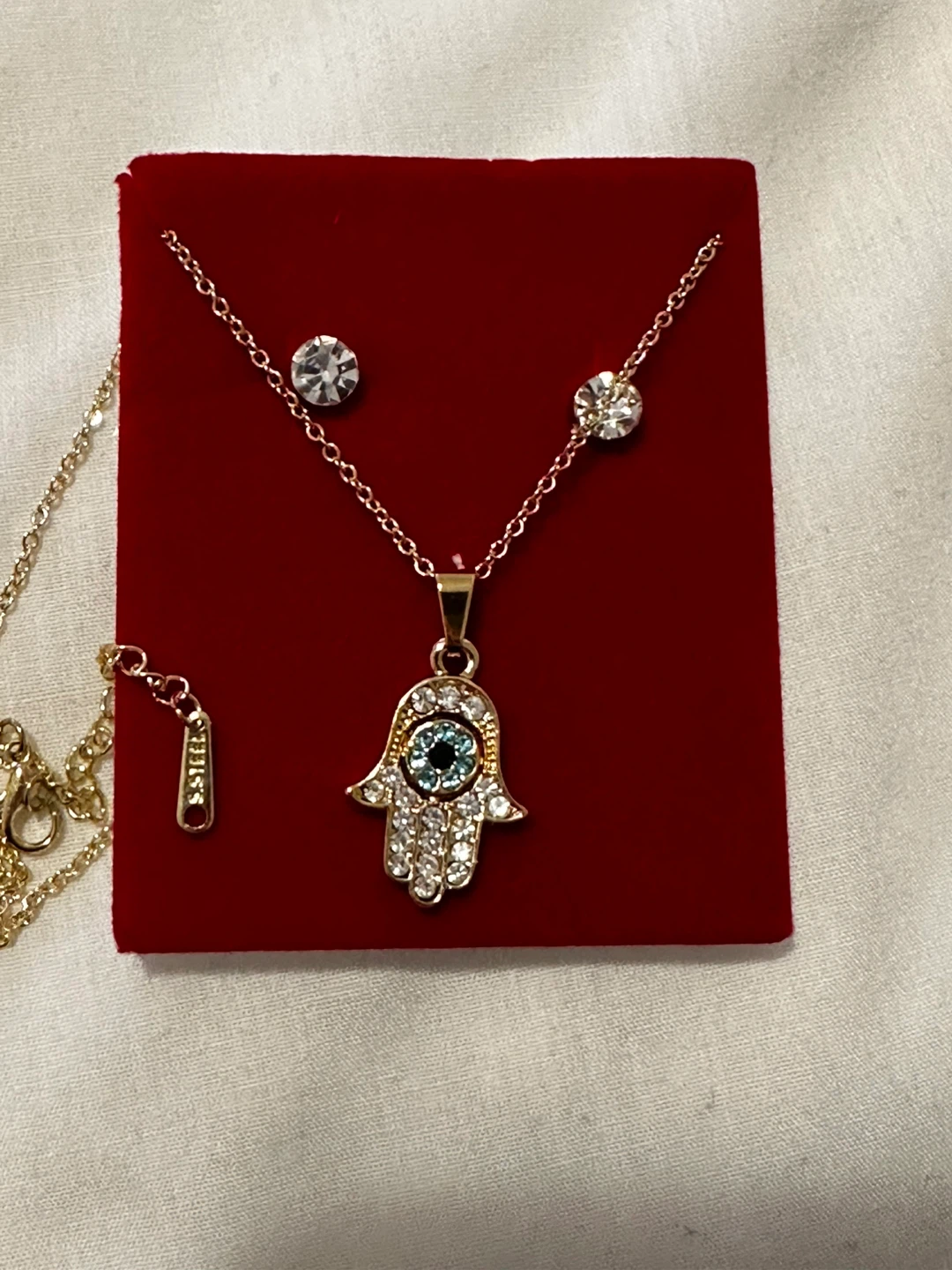 Hamsa Hand Necklace and Earring Set - photo 2